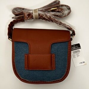 Rue 21 Blue Denim/Brown Crossbody Bag NWT